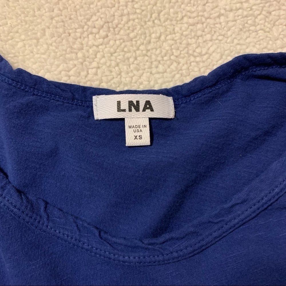 LNA Royal Blue High Low Short Sleeve Tee Shirt - Picture 6 of 8